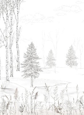 Carta da parati in bianco e nero per alberi e foreste