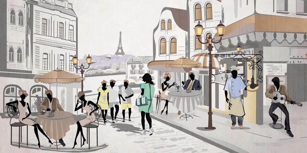Französische Tapete Paris Café en terrasse