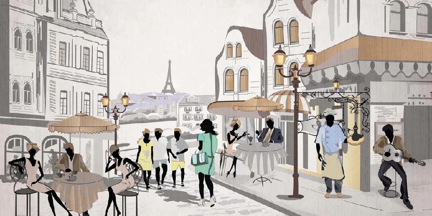 Französische Tapete Paris Café en terrasse