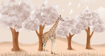 Papier peint chambre enfant Girafe dans la Savane
