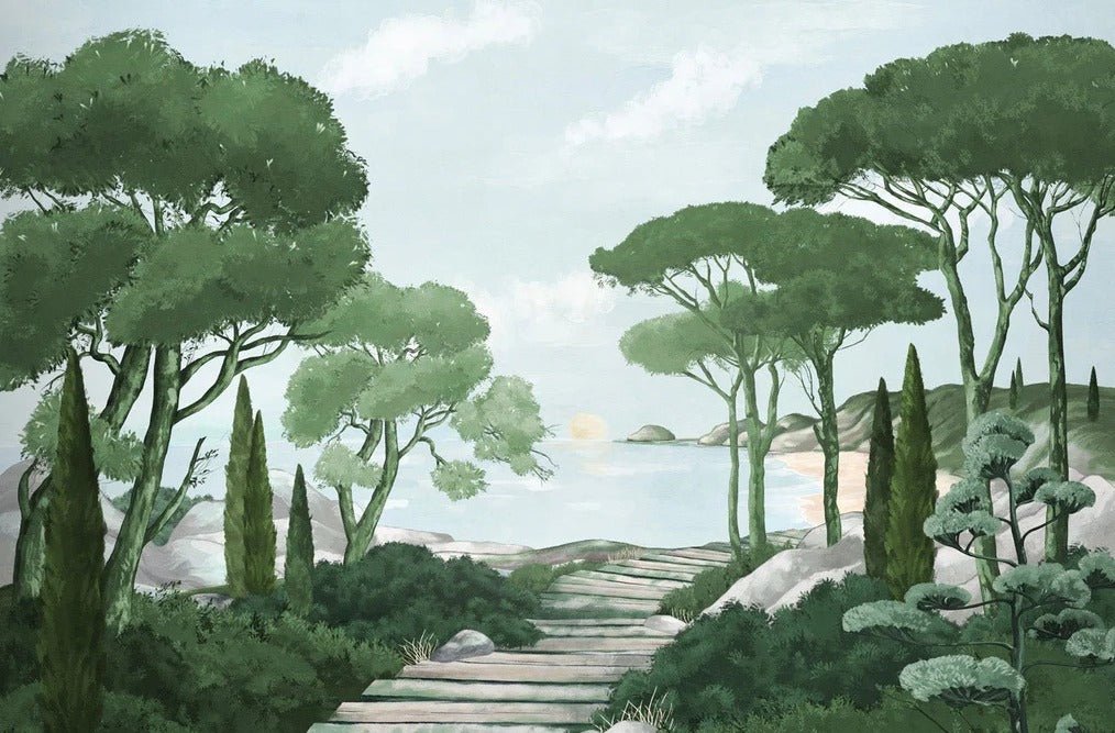 Tapete Spaziergang in den Calanques grün