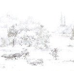 Tapete Kiefernwald Aquarell