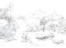 Tapete Kiefernwald Aquarell