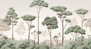 Papier peint brise légère pinède