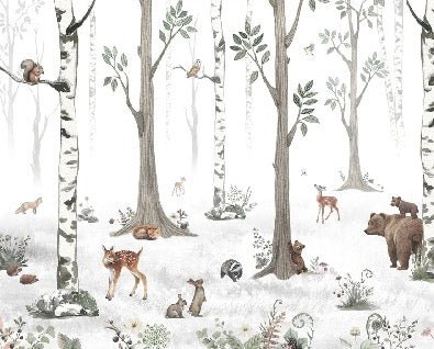 Primavera foresta animali carta da parati