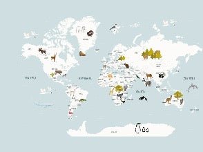 Papier peint Carte du monde en Francais enfant bleu glacier