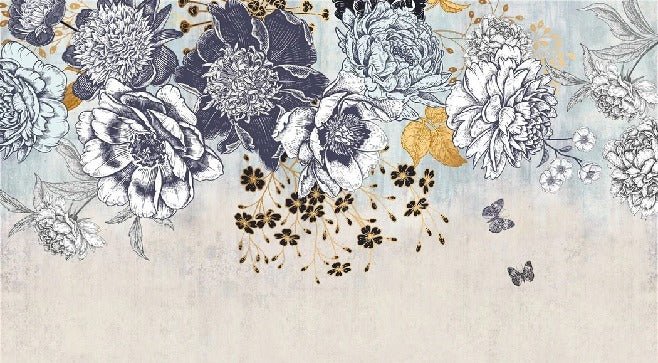 Retro-Florale Tapete