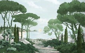 Tapete Spaziergang in den Calanques grün