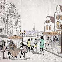 Französische Tapete Paris Café en terrasse