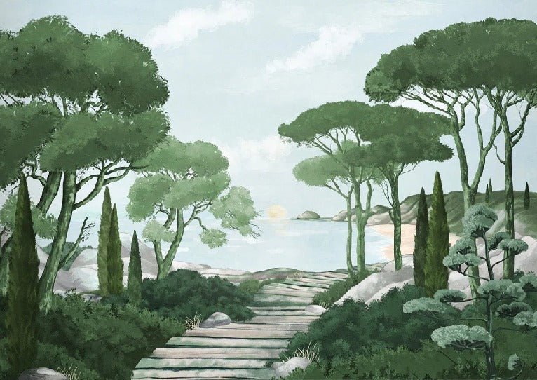 Tapete Spaziergang in den Calanques grün