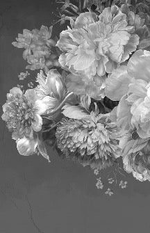 Papier peint bistrot pivoine noir et blanc