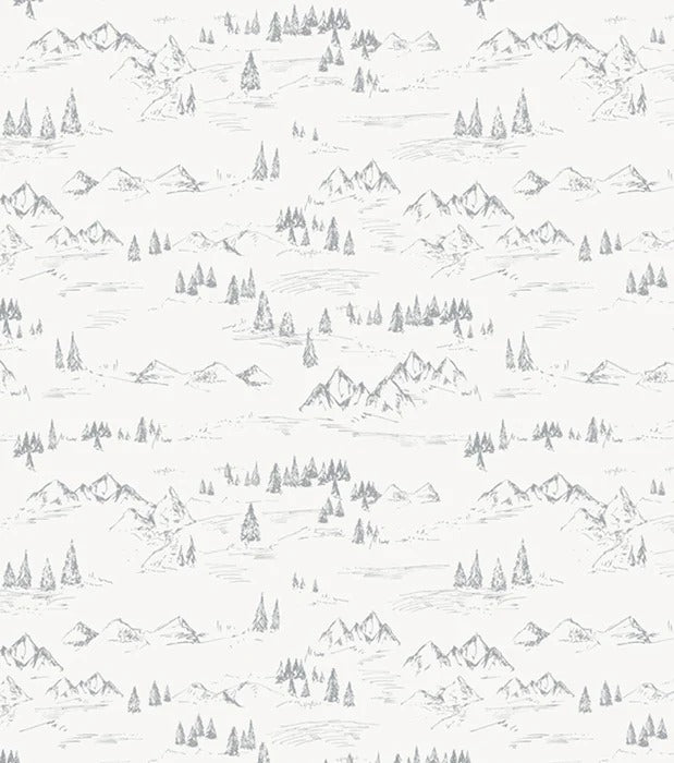Papier peint illustration montagne et sapin