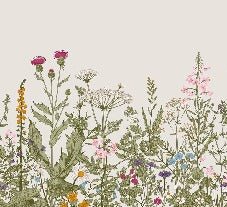 Romantische Tapete im botanischen Folk-Bistrostil