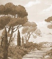 Papier peint balade dans les calanques monochrome