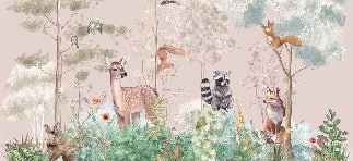 Carta da parati per la cameretta dei bambini, natura magica rosa