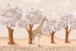 Papier peint chambre enfant Girafe dans la Savane