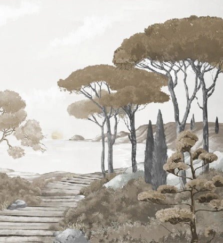 Papier peint balade dans les calanques brun