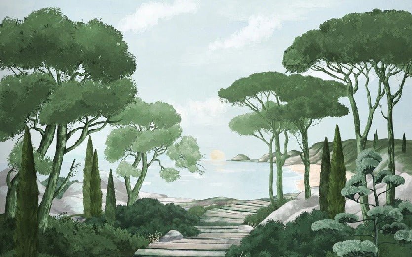 Tapete Spaziergang in den Calanques grün