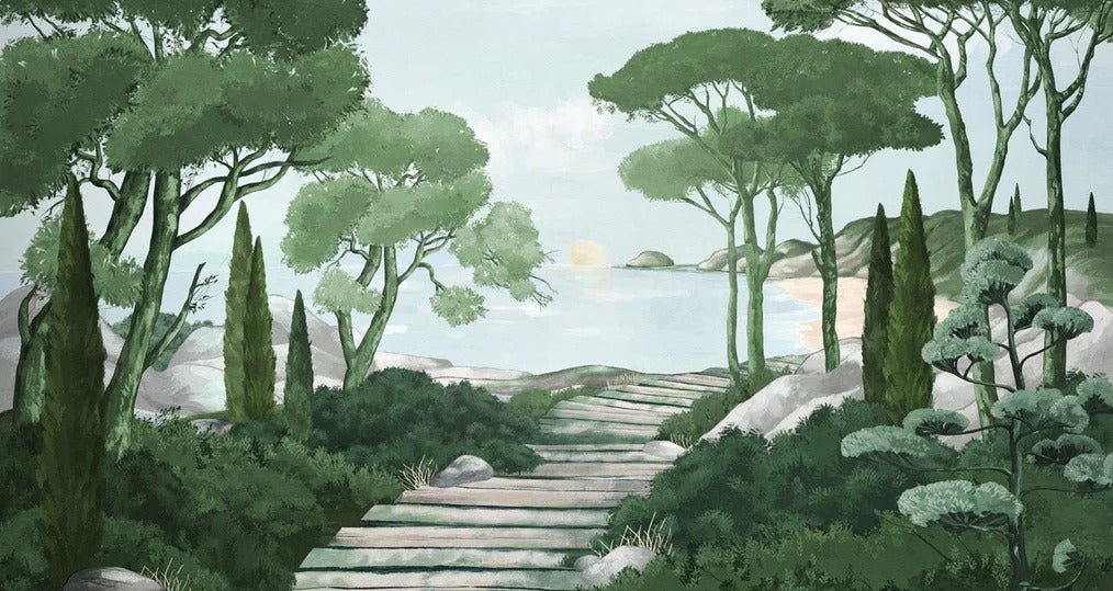 Tapete Spaziergang in den Calanques grün