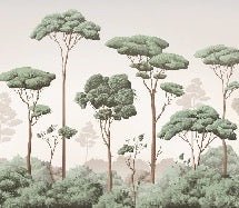 Papier peint brise légère pinède