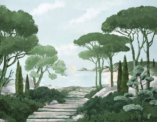 Tapete Spaziergang in den Calanques grün