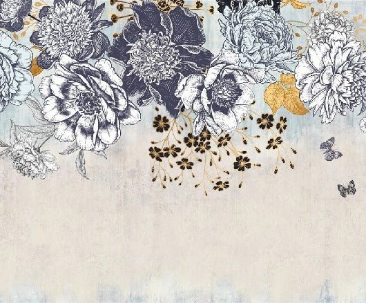 Retro-Florale Tapete