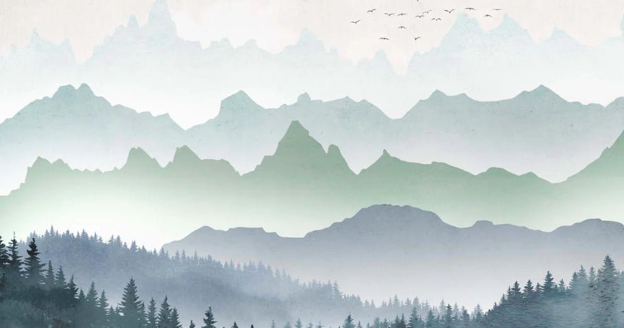 Papier peint brume matinale forêt