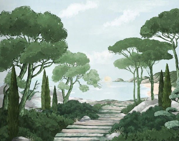 Tapete Spaziergang in den Calanques grün