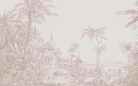 Papier peint jungle temple monochrome, XXL, tendance
