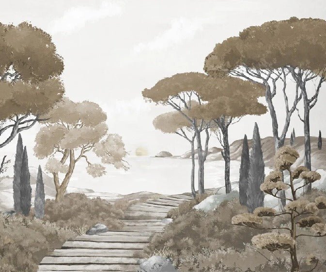 Papier peint balade dans les calanques brun