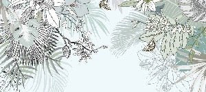 Papier peint wc tendance nature plante vert d'eau
