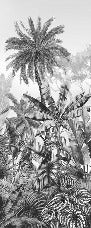 Papier peint wc tendance tropical noir et blanc