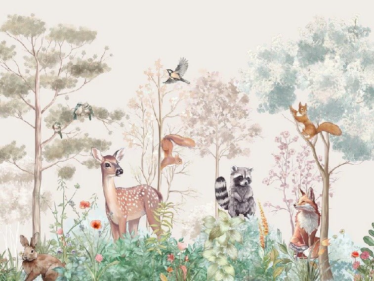 Carta da parati per la cameretta dei bambini magic nature beige