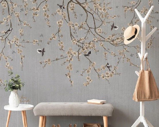 Papier peint branches fleuries