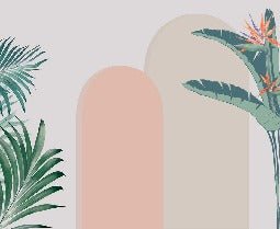 Papier peint chambre arches plantes