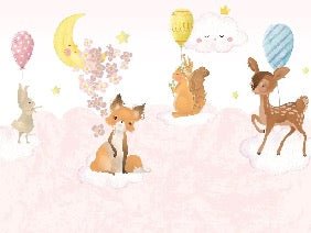Papier peint chambre bébé animaux rose nuage