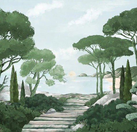 Tapete Spaziergang in den Calanques grün