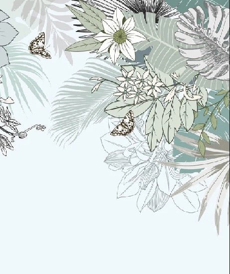 Papier peint wc tendance nature plante vert d'eau