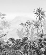 Tropical black and white wallpaper