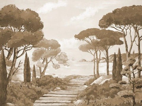 Papier peint balade dans les calanques monochrome