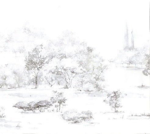 Tapete Kiefernwald Aquarell