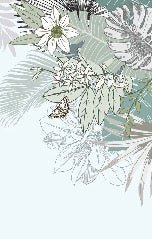 Papier peint wc tendance nature plante vert d'eau