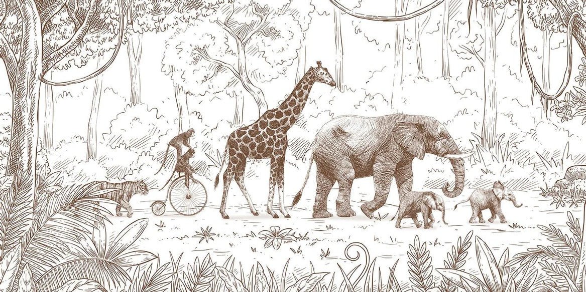 Papier peint jungle enfant monochrome