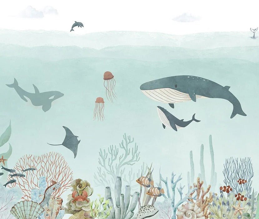 Tapete Baby Walfisch Blau