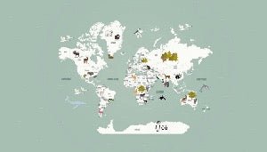 Papier peint Carte du monde en Francais enfant vert