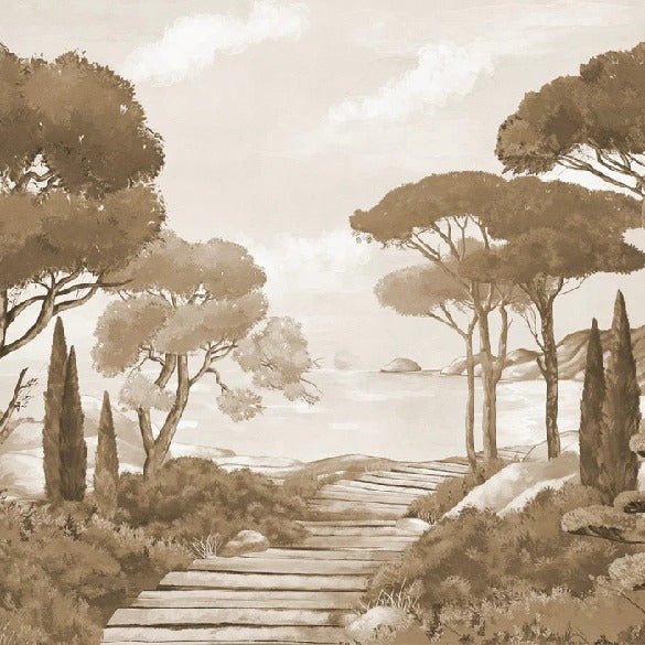 Papier peint balade dans les calanques monochrome