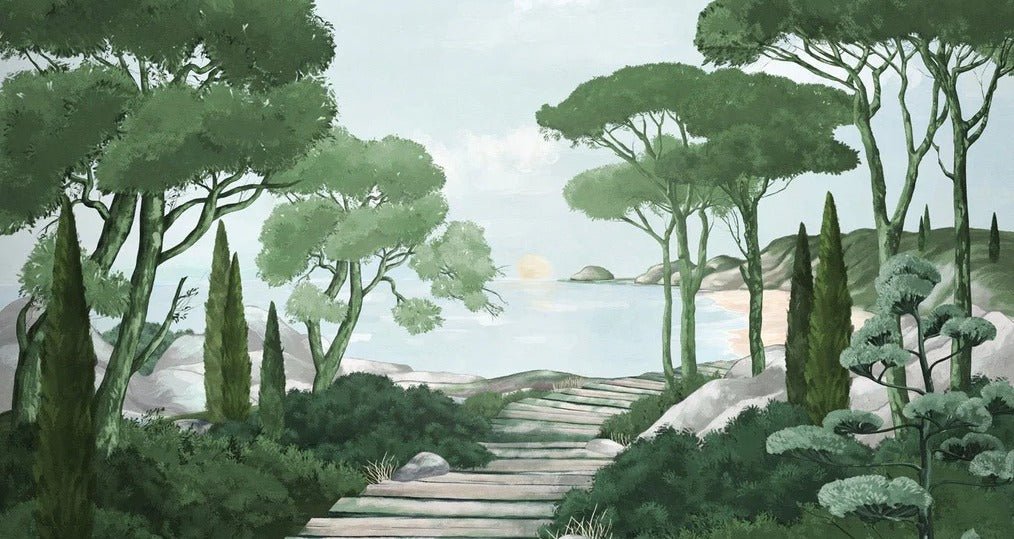 Tapete Spaziergang in den Calanques grün