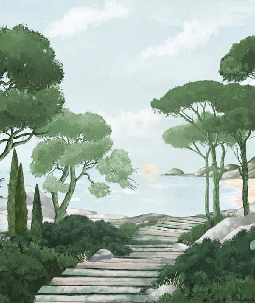 Tapete Spaziergang in den Calanques grün