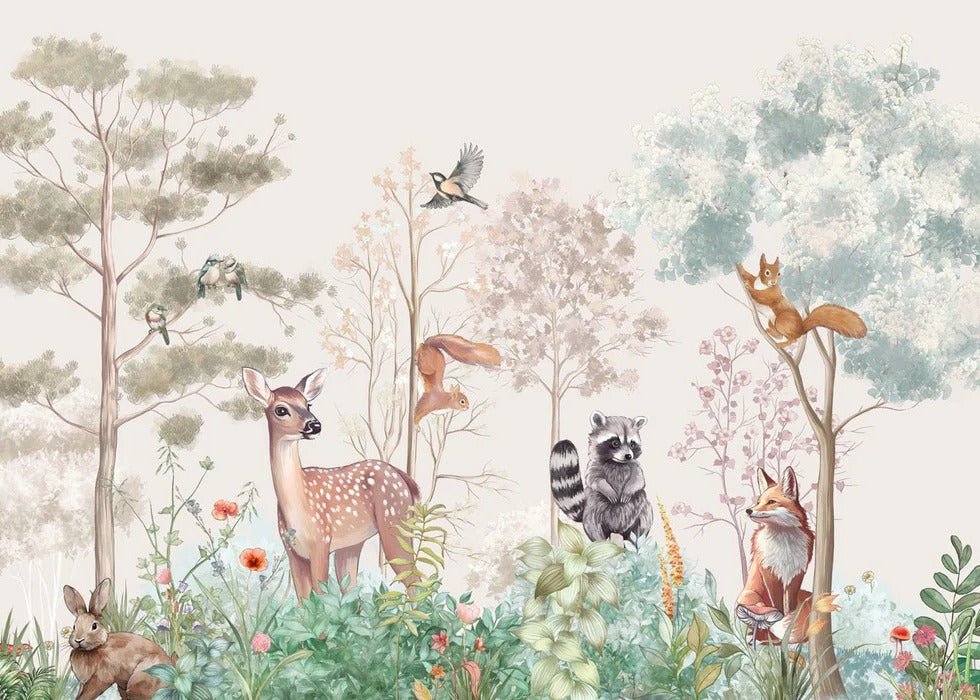 Papier peint chambre enfant nature magique beige