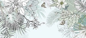Papier peint wc tendance nature plante vert d'eau